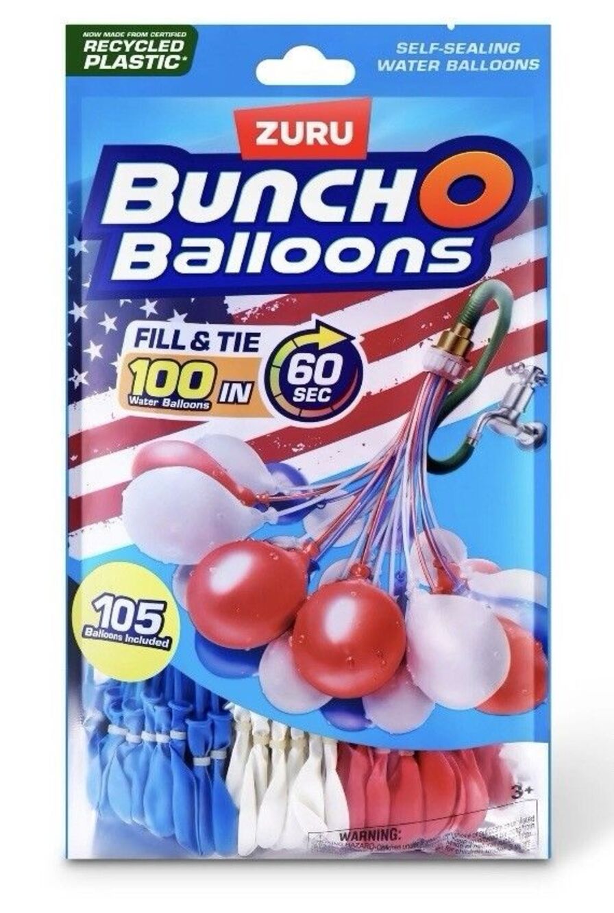 Zuru Bunch O Balloons 100 Self-Sealing Water Balloons. Red White Blue.
